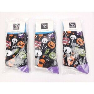 3 Pack Yo Sox Graphic Print Womens Crew Socks Halloween Design Size 6-10